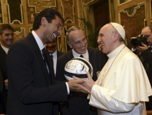 Pope Francis Meets Italy and Argentina Football Teams