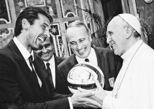 Pope Francis Meets Italy and Argentina Football Teams